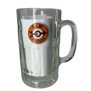 A & W 1960's Rootbeer Glass Mug Arrow bullseye logo heavy duty with handle